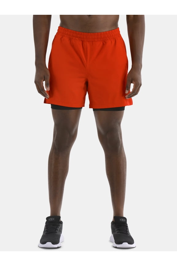 Men's and Big Men's 2 in 1 Gym Shorts with Liner, 6" & 8" Inseams, Sizes S-3XL