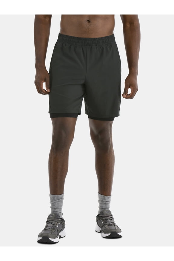 Men's and Big Men's 2 in 1 Gym Shorts with Liner, 6" & 8" Inseams, Sizes S-3XL
