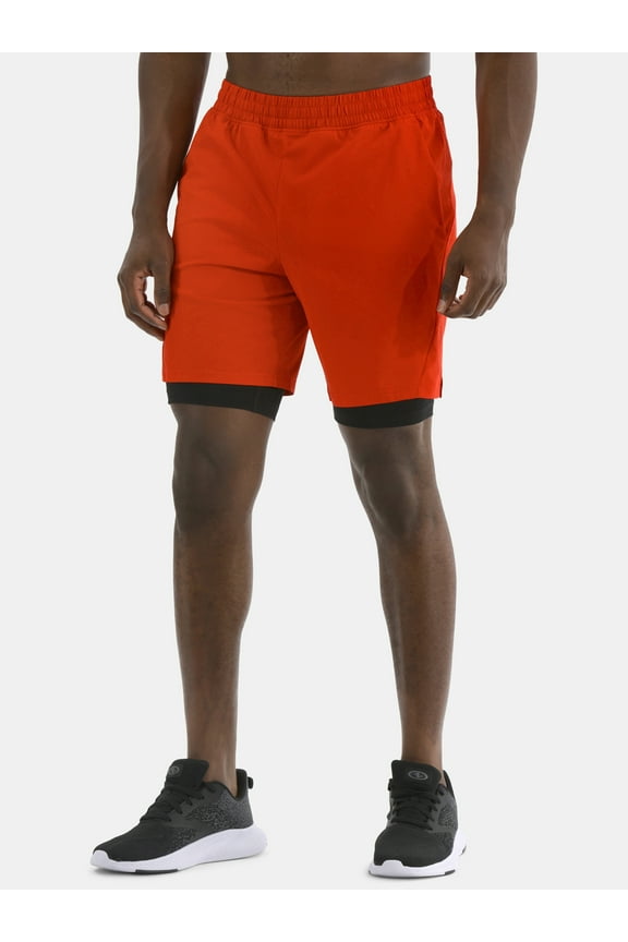 Men's and Big Men's 2 in 1 Gym Shorts with Liner, 6" & 8" Inseams, Sizes S-3XL