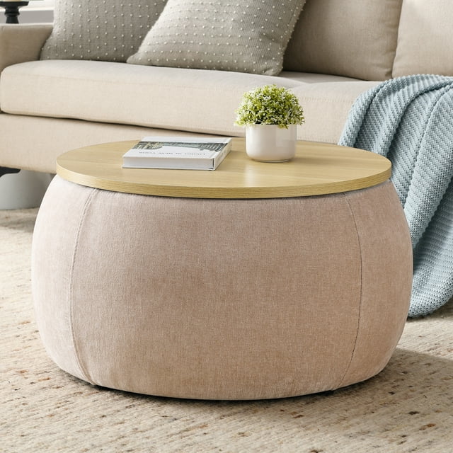 2IN1 Storage Ottoman Coffee Table, Multifunction Side Table for