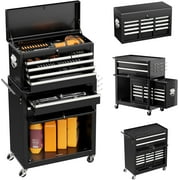 2-IN-1  Tool Chest & Cabinet, Large Capacity 8-Drawer Rolling Tool Box Organizer with Wheels Lockable, Black