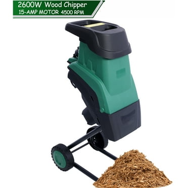 2-IN-1 Wood Chipper & Shredder, Seizeen 15Amp Electric Wood Chipper, Portable Leaf Mulcher on Wheels with Handle, 60L Collection Bag, Tamp Tool, Max 1.57’’ Cutting Dia