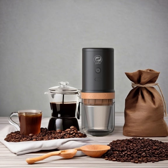 2-IN-ONE Compact Electric Burr Coffee Grinder SUS420 Stainless Steel Grinding Core | Double Brewing Model | One Press | USB Charging Electric Coffee Grinder Mini Camping
