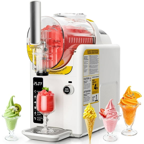2 IN1 Ice Cream Maker Slushie Machine for Home - 88oz Slushy Machine Maker No Ice Needed Self Cleaning, Frozen Drink Machine, 5 Preset for Soft Serve Ice Cream, Slushie, Margarita, Frapps, Milkshake