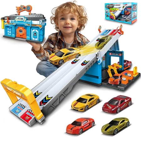 2 IN1 Race Tracks Set Toys for Boys 3-6 Years, Race Tracks Car for Kids Boy Toys 3-5, Racing Car Toys for Toddlers Boys 2 3 4 5 6 Year Old Toddlers