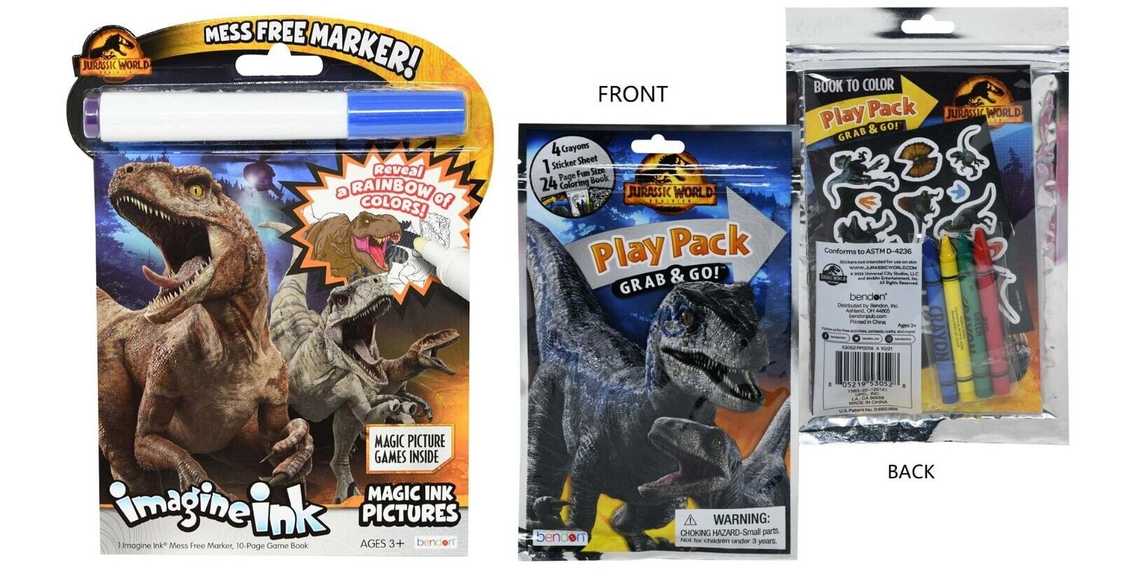 2 ITEM Jurassic World Imagine Ink Magic Ink Pictures & Grab n Go Play Pack Bulk