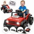 thumbnail image 1 of 2-In-1 12V Kids Ride On Building Block Cars, Electric Truck Car/Kart-Switch Freely, Ride on Toys with Remote Control, Toddler Car with Multifunctional Control Panel, Gift for Boys Girls 2-4, Red, 1 of 8
