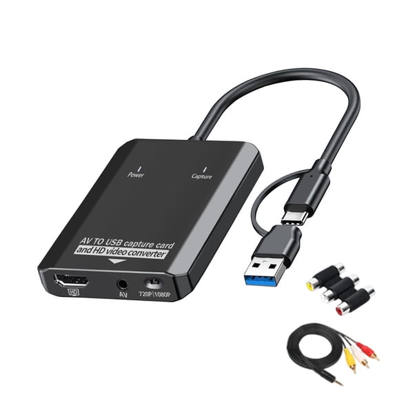 2 In 1 Analog Video Captures Card & Converter Supports NTSC Format For Recording Broadcast Quality Footage