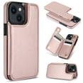 thumbnail image 1 of 2-In-1 Back Case for iPhone 15 Detachable Magnetic Folio Card Pocket Wireless Charging Hidden Kickstand RFID Blocking Synthetic Leather Phone Cover for Women or Men, Rosegold, 1 of 11