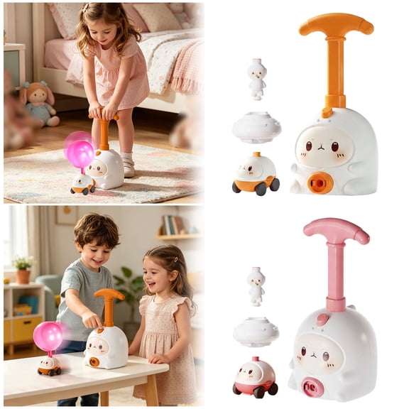 2-In-1 Balloon Powered Vehicle Toy Manual Press Inflatable Race Car Dual Mode Ground & Air Glider ABS Plastic Party Desktop Decor & Holiday Present
