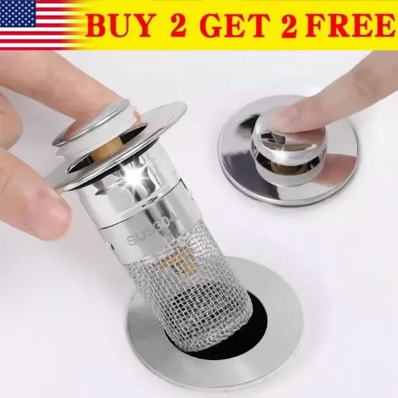 2 In 1 Bathroom Sink Plug Stopper Wash Basin Core Bounce Pop Up Drain Filter Us