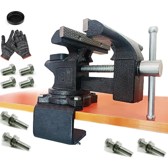 2-In-1 Bench Vise  for Workbench, 6.0" black, Upgraded Multi-Purpose Table Vice, Universal Rotate 270?Work Clamp- Vise