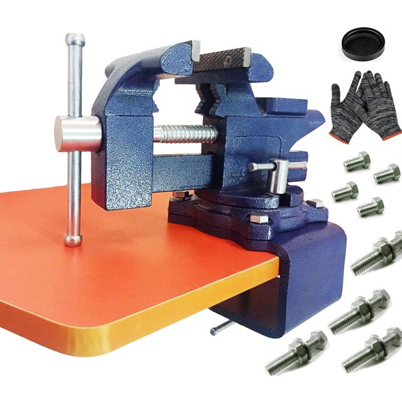 2-In-1 Bench Vise for Workbench, 6.0" blue, Upgraded Multi-Purpose Table Vice, Universal Rotate 270?Work Clamp- Vise