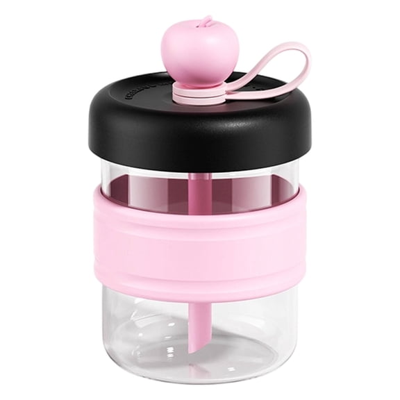 2-In-1 Bottle with Portable Ice Tray & Lid, Self-Contained Ice Maker Cup, 6-Grid Tray, Press-To-Release, Leakproof, Detachable, Bpa-Free, for Iced Coffee, Cocktails, Water, Pink