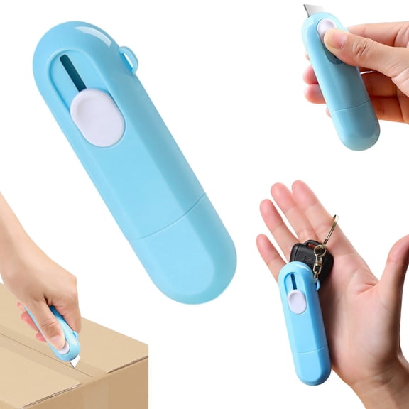 2 In 1 Box Cutter & Thermal Label Eraser 7ml Privacy Ink Remover Multi-Functional Package Tool 1PC Blue
