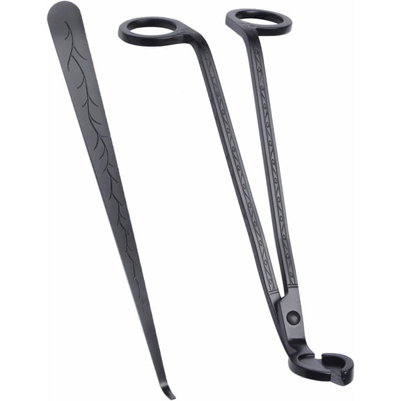 2 In 1 Candle Accessory Set Black Stainless Steel Wick Trimmer And Dipper
