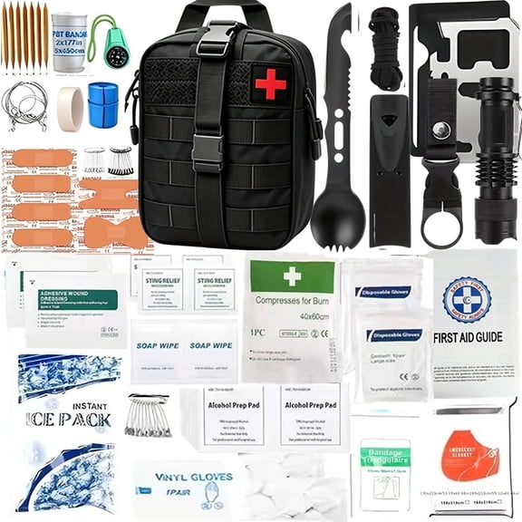2-In-1 Car And Home Emergency Kit - Outdoor Survival Gear Set, Portable Tactical Pouch, Perfect Gift Idea