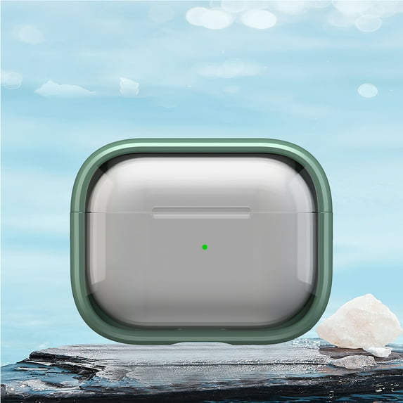 2 In 1 Case with Stand for Apple AirPods 4th Generation 2024, Transparent Protective Cover with Keychain Shockproof Phone Stand Dustproof Bumper Case for Women Men, Lightgreen