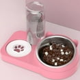 thumbnail image 1 of 2 In 1 Cat Double Bowls, Elevated Stainless Steel Cat Inclined Food Bowl With Automatic Water Bottle For Neck Protection, 1 of 6