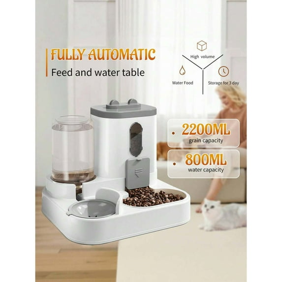 2-In-1 Cat Feeder & Water Dispenser - Automatic Gravity Design, Cute Appearance, Integrated Food & Water Solution for Home Cat Care