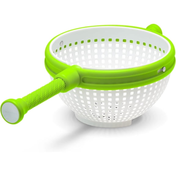 2-In-1 Collapsible Salad Spinner and Straining Colander for Vegetable and Fruit, White and Green