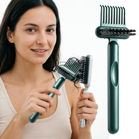 2 In 1 Comb Cleaner with Pick & Bristles, Portable Hair Remover Tool for Home and Salon