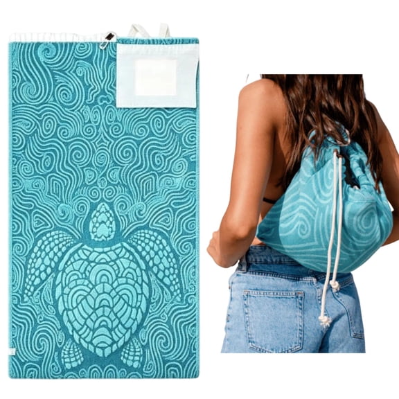 2-In-1 Convertible Microfiber Towel Backpack, Sand-Resistant Quick-Dry Beach Towel That Becomes A Bag, With Inner Zip Pocket, For Travel, Cruise, And Outdoor Activities