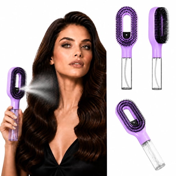2-In-1 Detangler Hair Brush With Built In Mister Spray, Wet And Dry Detangling Brush For Curly Wavy And Straight Hair, Anti Frizz Hair Care Brush