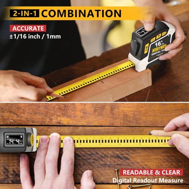 Alloyman Digital Tape Measure 16Ft | 50 Memory Slots, 6 Units, 4 Modes With Magnetic Hook & App Sync