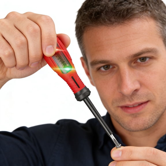 2 In 1 Digital Voltage Tester Screwdriver With Led Light Non Contact Electrical Tester For Home Automotive Circuit Testing(Red-17Cm)