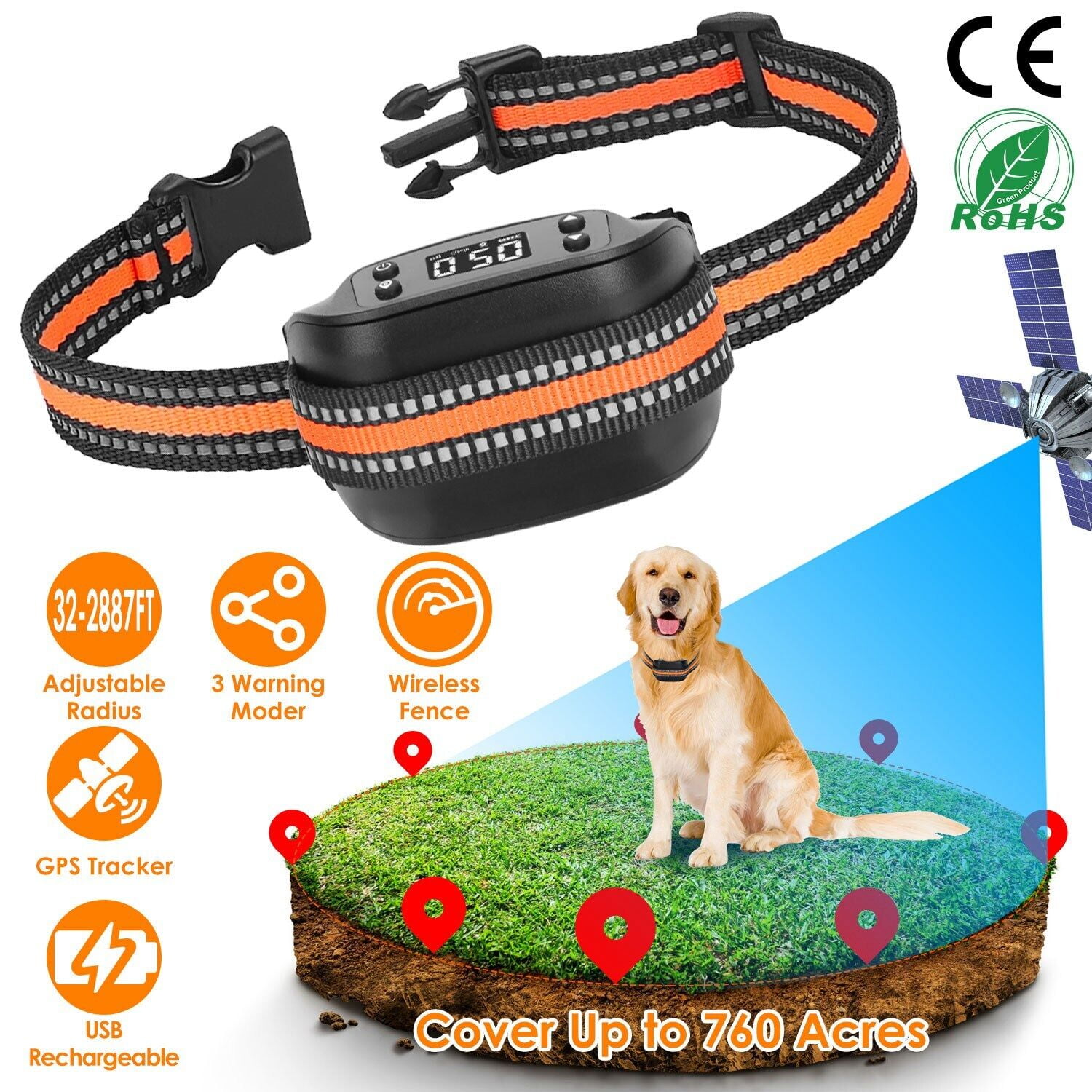 2 In 1 Dog GPS Fence Tracker Wireless GPS Dog Fence GPS Dog Collar with