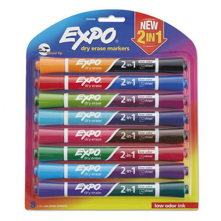 2-in-1 Dry Erase Markers, Fine/Broad Chisel Tips, Assorted Colors, 8/Pack 2-in-1 Dry Erase Markers, Fine/Broad Chisel Tips, Assorted Colors, 8/Pack
