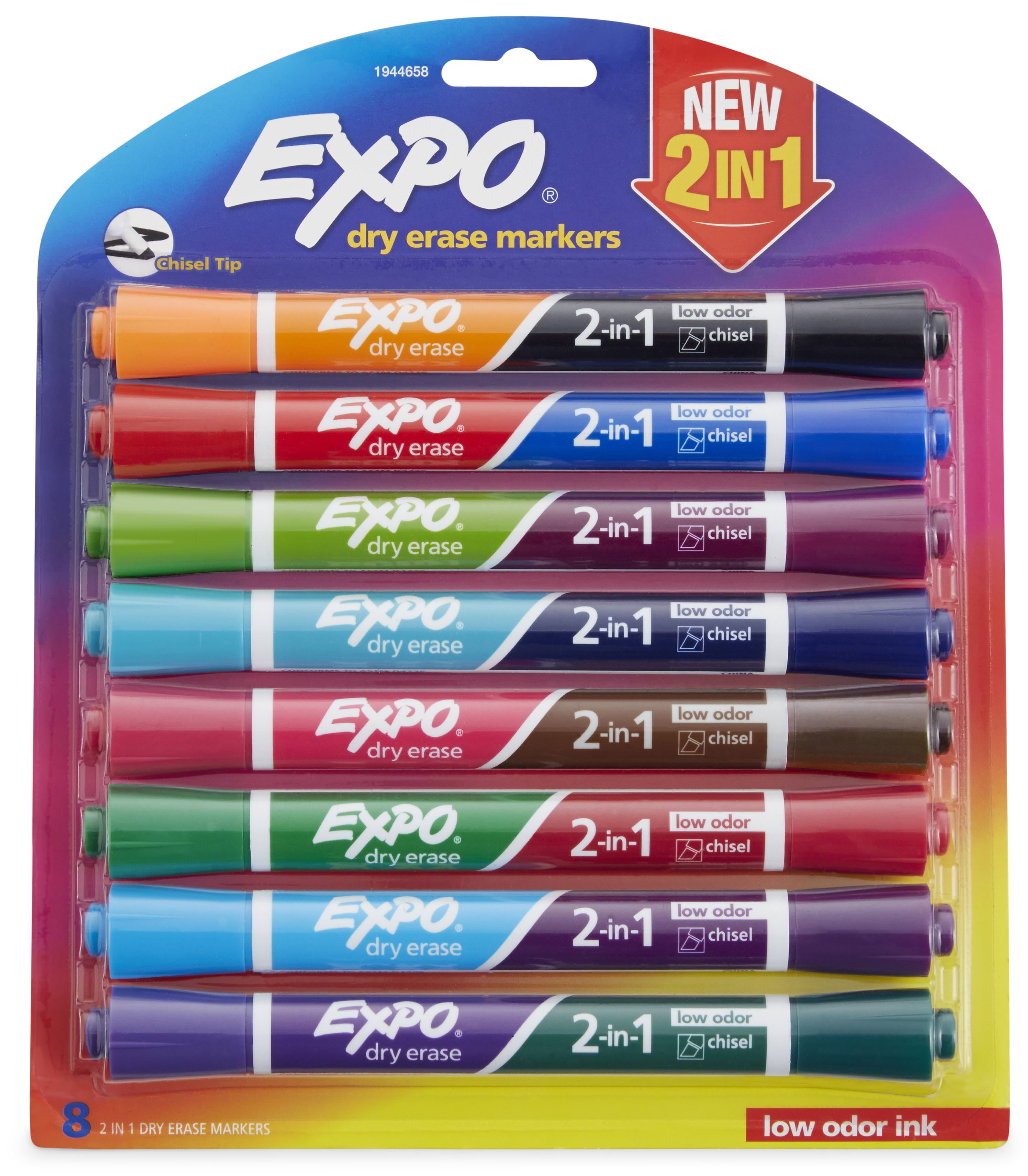 2-in-1 Dry Erase Markers, Fine/Broad Chisel Tips, Assorted Colors, 8/Pack 2-in-1 Dry Erase Markers, Fine/Broad Chisel Tips, Assorted Colors, 8/Pack
