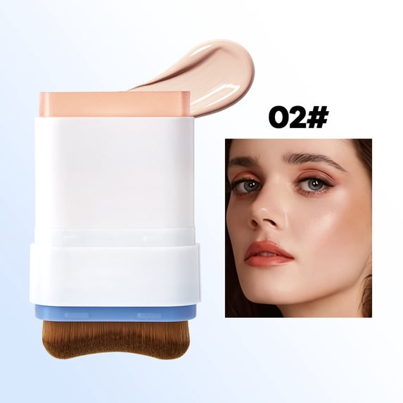 2 In 1 Dual Matte Foundation Stick,Face Tint Balm Foundation with Brush,Concealer Stick for Foundation Makeup,Contour Sticks for Face Makeup Women