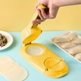 thumbnail image 1 of 2-In-1 Dumpling Maker Machine | Dough Press & Pastry Tool | Food Grade Plastic | Novice Friendly, Quick Sealing, Easy Clean | Yellow or Green | 9.8"x4.5"x2" | Homemade Dumplings, Pies, Snacks, 1 of 6