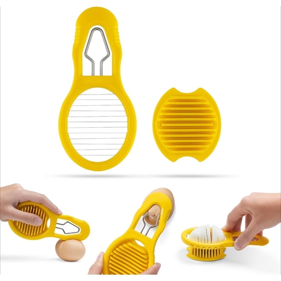 2 In 1 Egg Peeler & Egg Slicer Tool, Compact Hard Boiled Egg Shell Cracker Peeling Gadget with Built In Stainless Steel Wire Slicer
