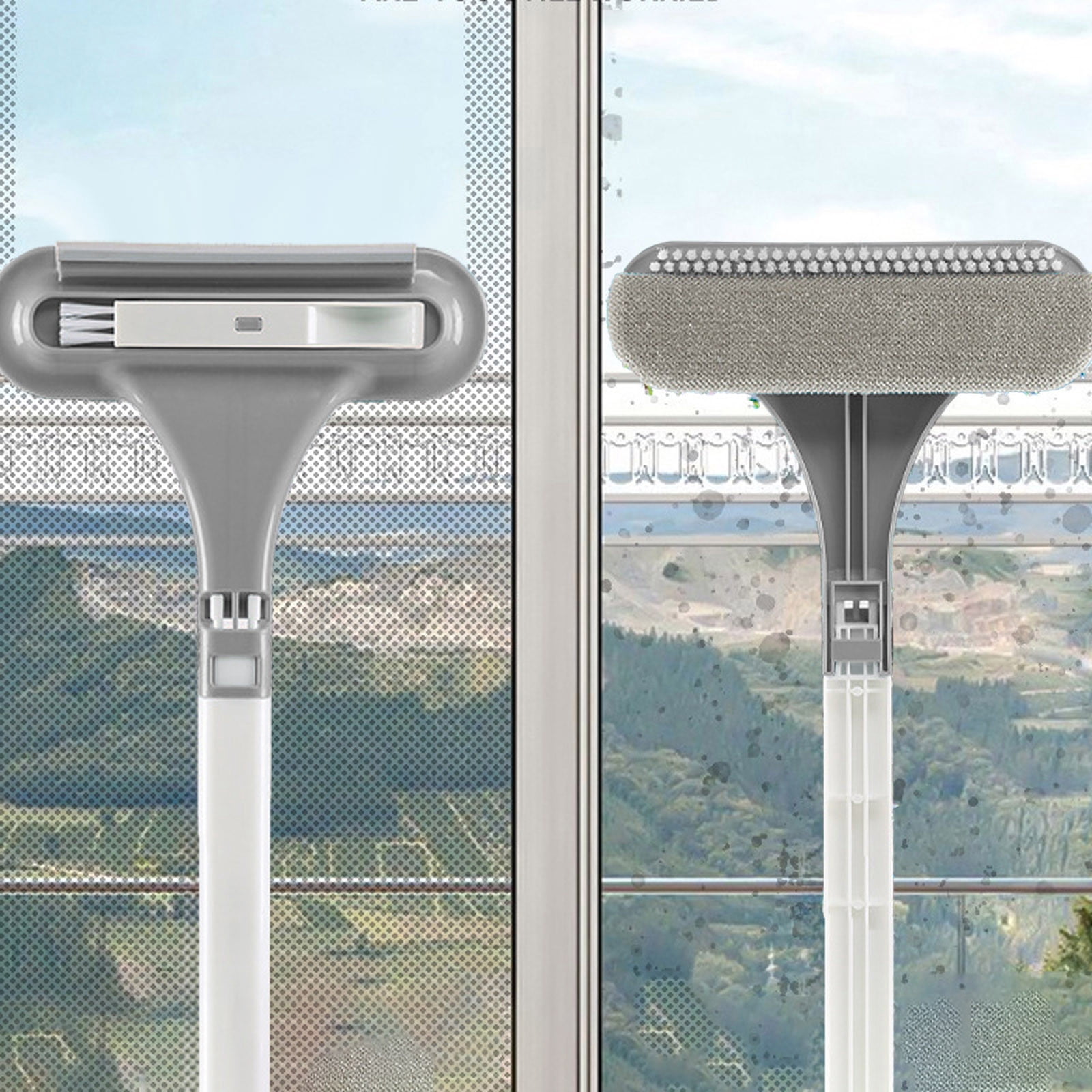 2-In-1 Extendable Window & Mesh Cleaning Brush, Wet & Dry Squeegee With ...