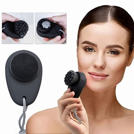 2 In 1 Facial Cleansing Brush Silicone Exfoliator And Soft Microfiber Scrubber For Deep Skin Cleaning