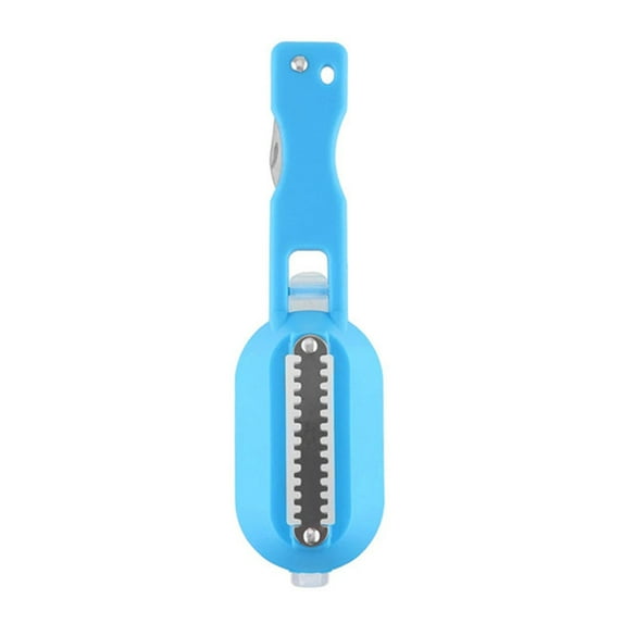 2 In 1 Fish Skin Brush Fast Remove Scale Scraper Planer Tool Fishing Scaler Knife Cleaning Gadget Kitchen Cooking Accessories (Blue)
