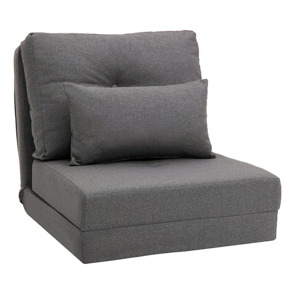 2-In-1 Floor Lazy Sofa With 5 Position Adjustable Backrest, Dark Gray