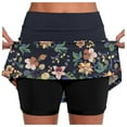 thumbnail image 1 of 2 In 1 Flowy Shorts Women Prints Elastic Waist Shorts Skirt Tummy Control Slim Fit Summer Shorts for Women,Navy,2XL, 1 of 6