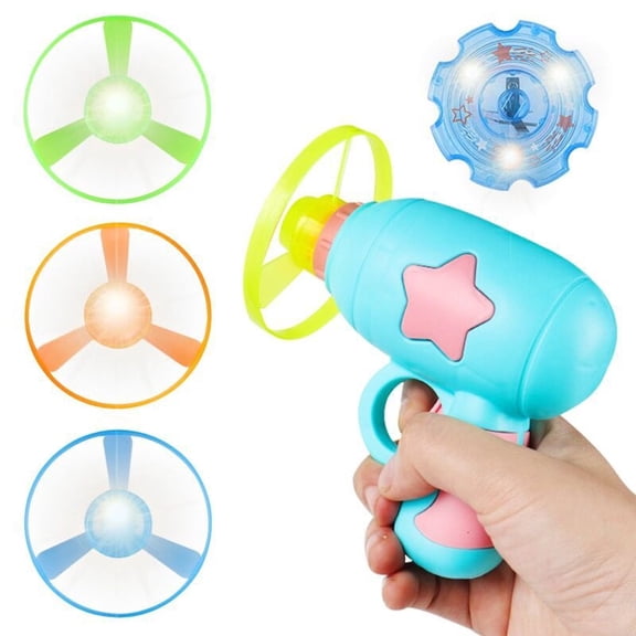 2-In-1 Flying Saucer Gyroscope Gun Launcher Toy - Interactive Flying Disc Set for Kids