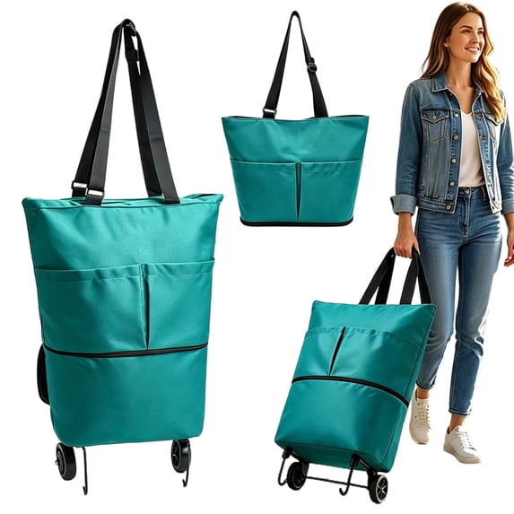 Using A Trolley 2 In 1 Foldable Cart With Wheels, Sturdy Portable Utility Trolley ...