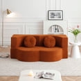 thumbnail image 1 of 2-In-1 Folding Sofa Bed with Pillow, Twin Sleeper Sofa, Floor& Futon Loveseat Couch, Foam Folding Mattress Sleeper for Living Room, Guest Use, Office, Apartment, No Assembly Required (Orange), 1 of 11