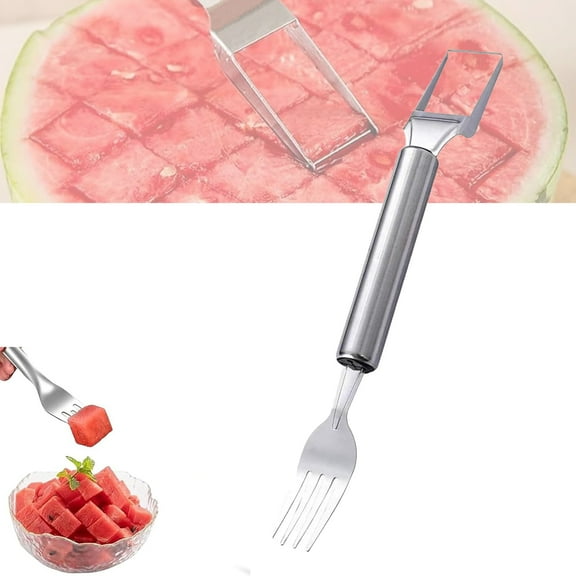 2-In-1 Fruit Cutter & Fork, 2-In-1 Stainless Steel Fruit Cutter Fork Cutter, Cutter Slicer Tool, Fork Camping Kitchen Gadgets