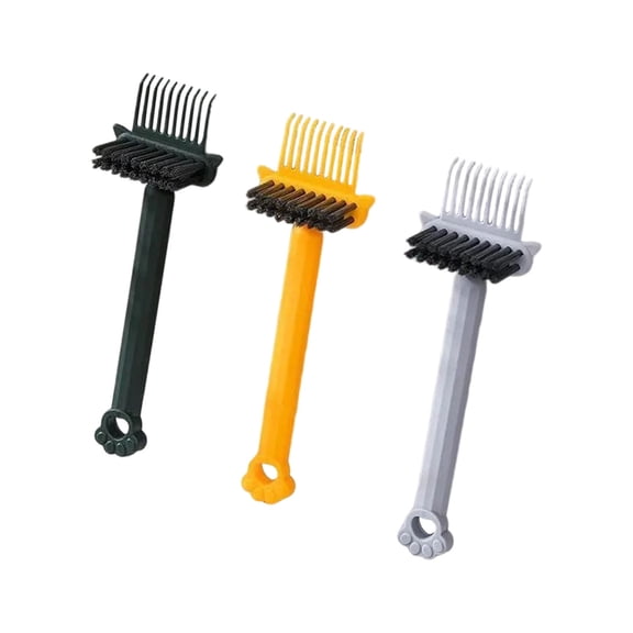 2-In-1 Hair Brush Cleaning Tool, Portable Comb Cleaner Rake with Stiff Bristles for Removing Hair and Dirt, Ergonomic Hairbrush Scrubber for Paddle Brushes, Round Rollers, Home and Salon Use, 3 Pcs