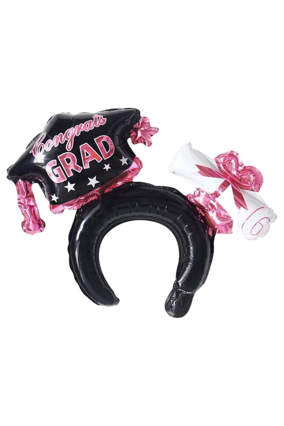 2-In-1 Headband & Hair Clip Kids' Graduation Doctor Cap & Aluminum Balloon Headband Set – Decorative Accessories for Preschool/Kindergarten & Celebrations Grad Party Headband