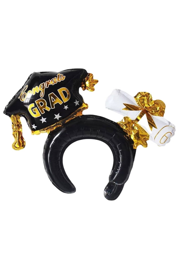 2-In-1 Headband & Hair Clip Kids' Graduation Doctor Cap & Aluminum Balloon Headband Set – Decorative Accessories for Preschool/Kindergarten & Celebrations Grad Party Headband