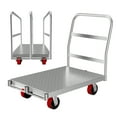 thumbnail image 1 of 2-In-1 Heavy Duty Panel Truck Cart, All Steel Platform Truck With 1Front & 2 Side Handrails, 2200 Lbs Drywall Cart Lumber Cart With 4 Rubber Swivel Casters for Loading and Storage, 1 of 7