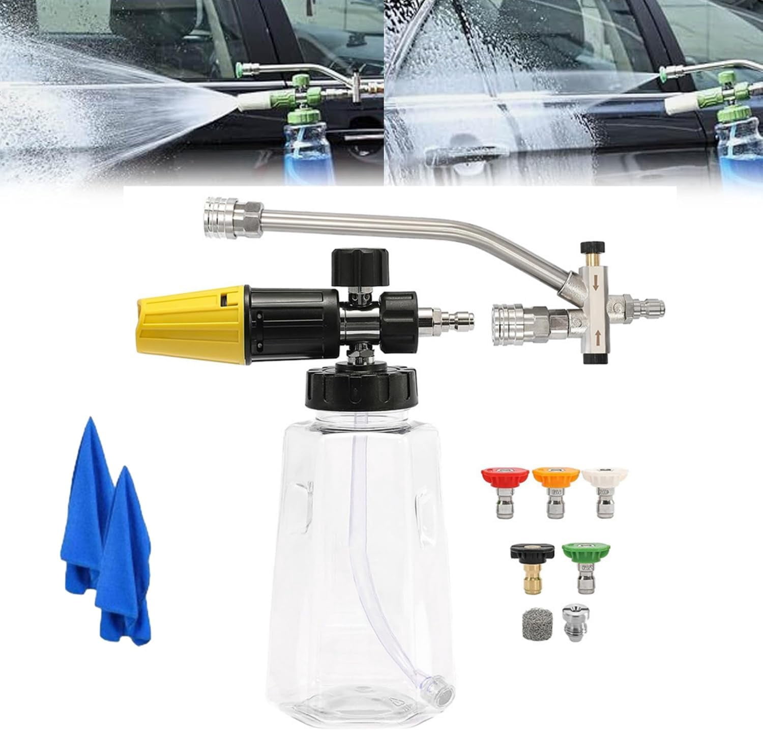 2-In-1 High-Pressure Car Washer Nozzle Accessories, Dual-Head Foam Sprayer For Car Washing, Pressure Washer Foam Cannon For Soap Cannon, For Clear Car, Swimming Pool, Patio, Toilet (Style B)